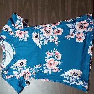 Baikea Blue Flowered Wrap Blouse Size S